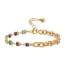 Immagine di Ecologico Squisito Elegante 18K Vero Oro Placcato Ottone & Zircone Cubico Catena Singolare Rettangolo Impiombatura Braccialetti Per Donne 17cm Lunghezza, 1 Pz