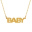 Picture of 1 Piece Vacuum Plating Simple & Casual Stylish 18K Real Gold Plated 304 Stainless Steel Link Cable Chain Message " baby " Pendant Necklace For Women 40cm(15 6/8") long