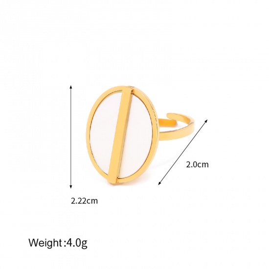Picture of 1 Piece Vacuum Plating Simple & Casual Retro 18K Real Gold Plated 304 Stainless Steel Open Oval Rings Unisex Party 20mm(US Size 10.25)