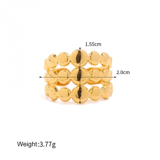 Picture of 1 Piece Vacuum Plating Simple & Casual Retro 18K Real Gold Plated 304 Stainless Steel Open Rings Unisex Party 20mm(US Size 10.25)