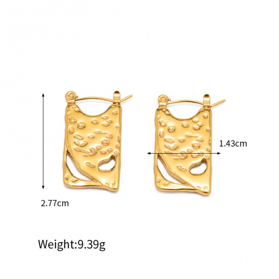 Immagine di 1 Paio Placcatura Sottovuoto Elegante Semplice 18K Vero Oro Placcato 304 Acciaio Inossidabile Rettangolo Filigrana Orecchini Circolari Per Donne 2.7cm x 1.4cm