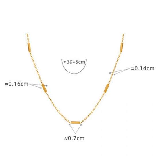 Picture of 1 Piece Vacuum Plating Stylish Simple 18K Real Gold Plated 304 Stainless Steel Link Cable Chain Rectangle Splicing Choker Necklace For Women 39cm(15 3/8") long