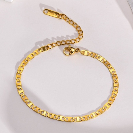Bild von Großhandel Gliederkette 304 Edelstahl Fußketten, 18K Vergoldet Vakuumbeschichtung, Frauen Stilvoll Einfach und lässig Geschenk Schmuckbedarf, 21cm lang, 1 Strang