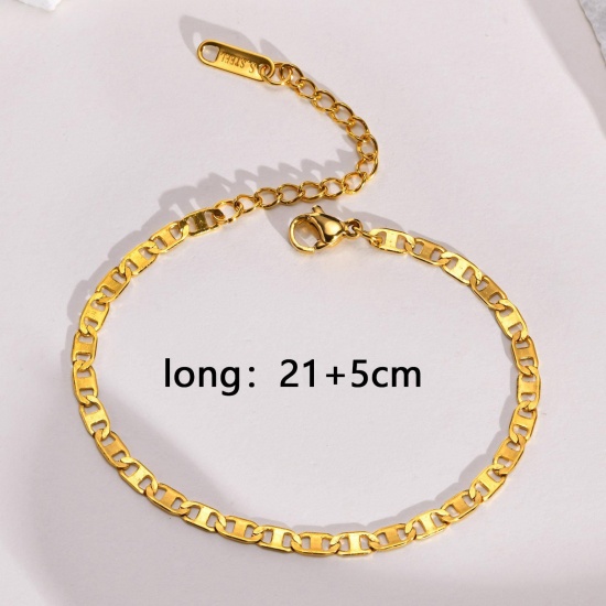 Picture of Simple & Casual Stylish 18K Gold Color 304 Stainless Steel Link Chain Anklet For Women Party 21cm(8 2/8") long, 1 Piece