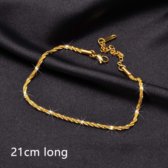 Picture of 304 Stainless Steel Stylish Anklet Link Chain 18K Real Gold Plated 21cm(8 2/8") long, 1 Piece