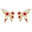 Picture of Hypoallergenic Stylish Retro 14K Gold Plated Brass & Cubic Zirconia Butterfly Animal Ear Post Stud Earrings For Women Party 3cm x 2.5cm, 1 Pair