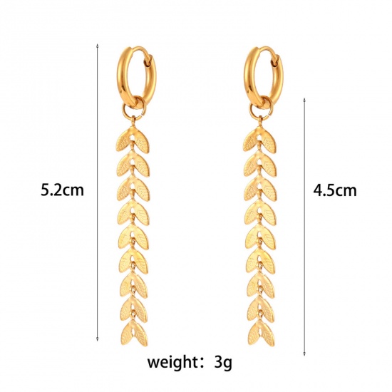Image de 1 Paire Placage sous Vide Simple & Décontracté Boucles d'Oreilles Franges Pompons Glands Élégant en 304 Acier Inoxydable Queue de Poisson Plaqué Or Véritable 18K Fête Pour les Enfants 5.2cm