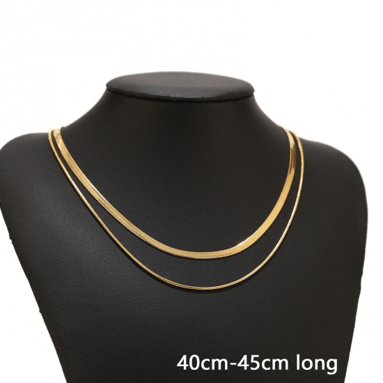 Picture of Eco-friendly Simple & Casual Stylish 18K Gold Color 304 Stainless Steel Snake Chain Multilayer Layered Necklace For Women 40cm-45cm long, 1 Piece