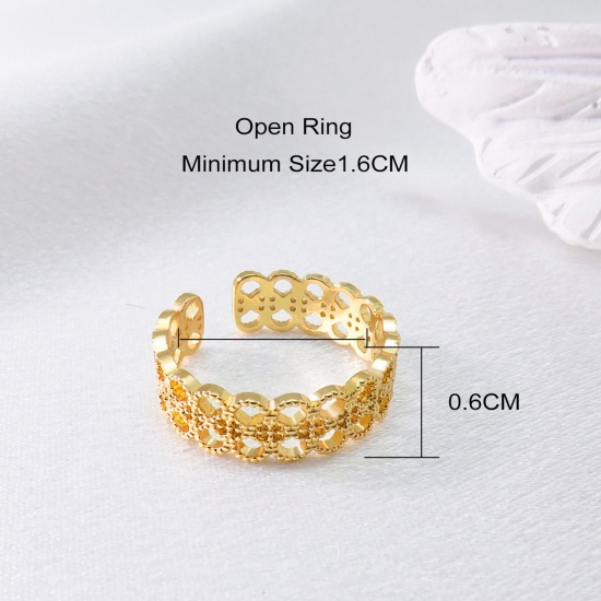 Picture of Eco-friendly Simple & Casual Ins Style 18K Gold Color Copper Open Lace Hollow Rings For Women Mother's Day 16mm(US size 5.25), 1 Piece