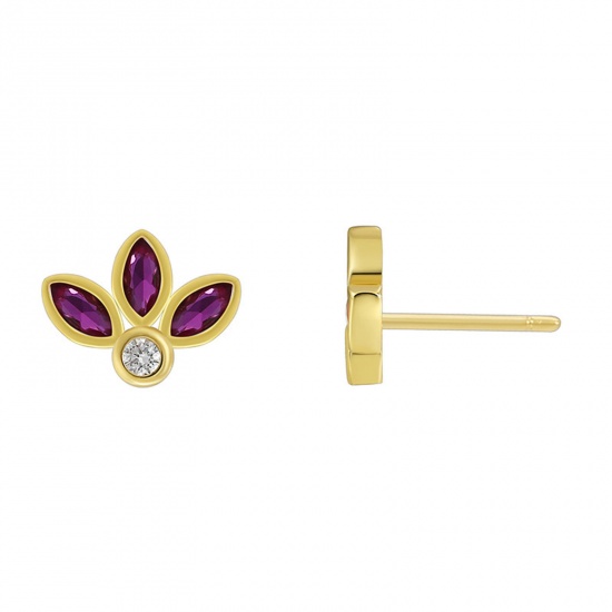 Immagine di Ipoallergenico Dolce & Carino Squisito 18K Vero Oro Placcato Ottone & Zircone Cubico Trifoglio Orecchini a Perno Per Donne Festa 1.3cm x 1cm, 1 Paio