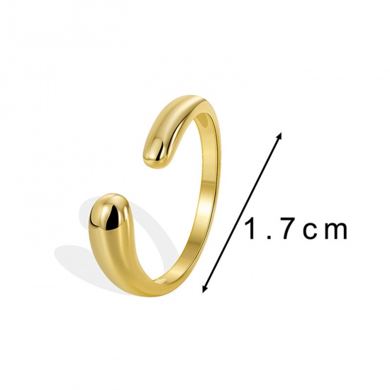 Picture of Eco-friendly Stylish Simple 18K Real Gold Plated Brass Open Rings Unisex Anniversary 17mm(US Size 6.5), 1 Piece