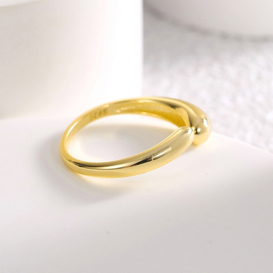 Picture of Eco-friendly Stylish Simple 18K Real Gold Plated Brass Open Rings Unisex Anniversary 17mm(US Size 6.5), 1 Piece