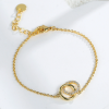 Image de Respectueux de la Nature Sucré & Mignon Bracelets Chaîne Maille Forçat Élégant en Laiton & Zirconia Cubique Plaqué Or Véritable 18K Annulaire Pour Femmes Fête 16cm long, 1 Pièce