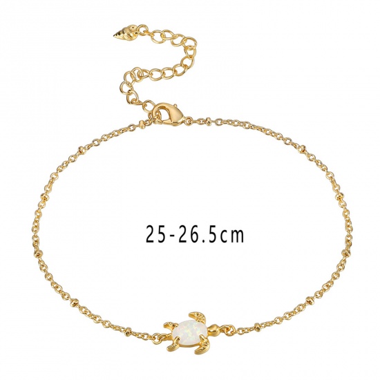 Picture of Eco-friendly Exquisite Ocean Jewelry 18K Real Gold Plated Copper Link Cable Chain Tortoise Animal Anklet For Women 25cm(9 7/8") long, 1 Piece