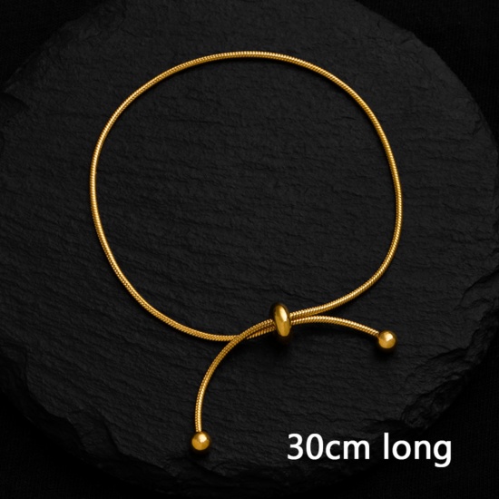 Picture of 1 Piece Vacuum Plating Exquisite Stylish 18K Gold Plated 304 Stainless Steel Link Cable Chain Anklet For Women 30cm(11 6/8") long