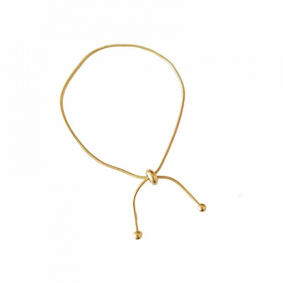 Picture of 1 Piece Vacuum Plating Exquisite Stylish 18K Gold Plated 304 Stainless Steel Link Cable Chain Anklet For Women 30cm(11 6/8") long