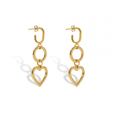 1 Paio Placcatura Sottovuoto Elegante Semplice 18K Vero Oro Placcato 304 Acciaio Inossidabile Nappine Cuore Orecchino Per Donne Festa 5cm