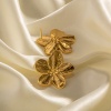 Imagen de Hipoalergénico Elegante Retro 18K Oro lleno 304 Acero Inoxidable Flor Pendientes Para Mujeres Fiesta 3cm x 3cm, 1 Par