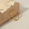 Изображение 1 ШТ вакуумное покрытие Изысканный Стильный 18K позолоченный 304 Нержавеющая Сталь & Циркон Открытые Регулируемые Кольцо Овальные Кольца Для женщин Годовщина 19мм(Американский Размер 9)