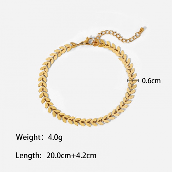 Picture of Eco-friendly Stylish Simple 18K Real Gold Plated 304 Stainless Steel Link Chain Arrowhead Anklet For Women 20cm(7 7/8") long, 1 Piece