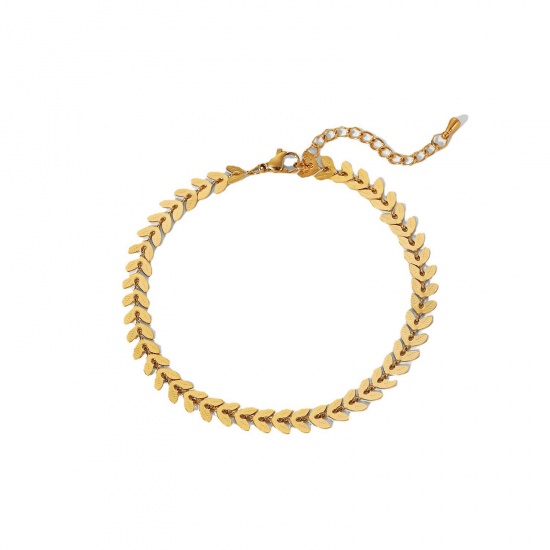 Picture of Eco-friendly Stylish Simple 18K Real Gold Plated 304 Stainless Steel Link Chain Arrowhead Anklet For Women 20cm(7 7/8") long, 1 Piece