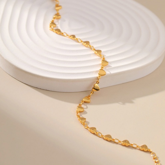 Immagine di Ecologico Squisito Elegante Placcato Oro 18K Ottone Catena a Forma di Cuore Cuore Cavigliere Per Donne 22cm Lunghezza, 1 Pz