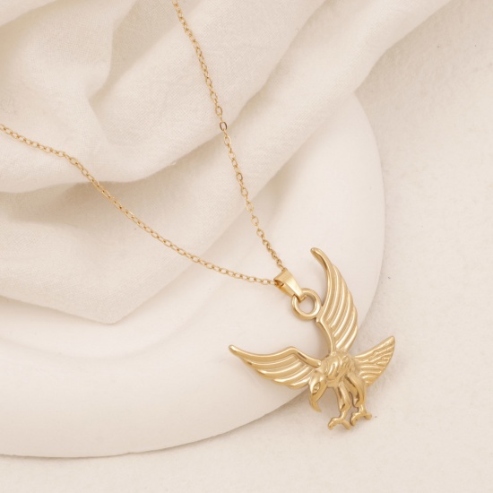 Picture of Eco-friendly Vacuum Plating Simple & Casual Stylish 18K Gold Color 304 Stainless Steel Link Cable Chain Eagle Animal Pendant Necklace Unisex 38cm(15") long, 1 Piece