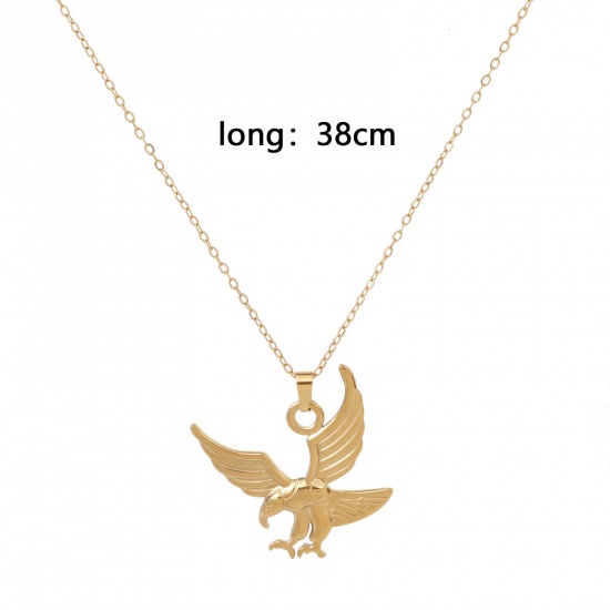Picture of Eco-friendly Vacuum Plating Simple & Casual Stylish 18K Gold Plated 304 Stainless Steel Link Cable Chain Eagle Animal Pendant Necklace Unisex 38cm(15") long, 1 Piece