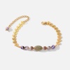 Bild von Umweltfreundliche Vakuumbeschichtung Einfach und lässig Böhmischer Stil 18K Gold plattiert 304 Edelstahl & Stein Schmuckkette Kette Herz Armband Für Frauen Party 16cm lang, 1 Strang