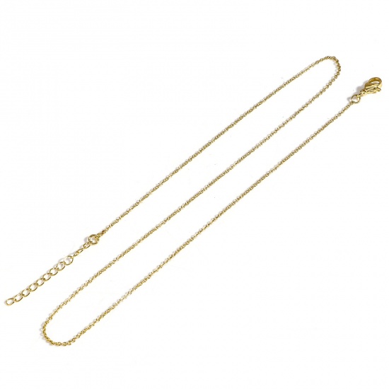 Bild von Umweltfreundlich Einfach und lässig Einfach 18K Vergoldet Kupfer Erbskette Kette Halskette Für Frauen Neue Mutter 45cm lang, 1 Strang