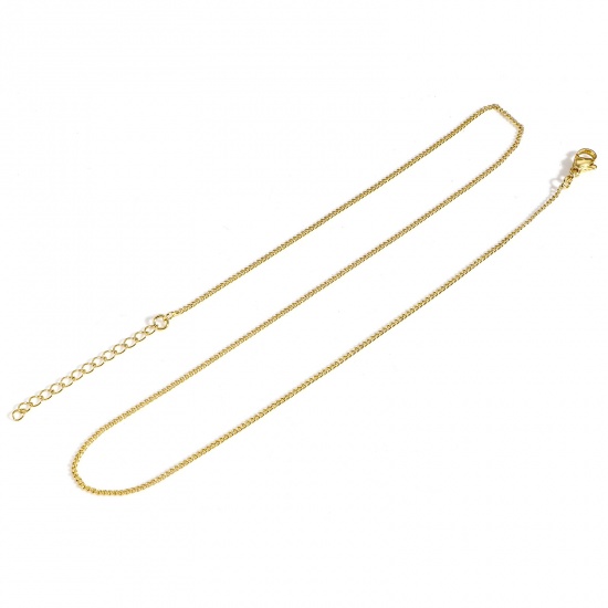 Bild von Umweltfreundlich Einfach und lässig Einfach 18K Vergoldet Kupfer Panzerkette Kette Halskette Für Frauen Neue Mutter 45cm lang, 1 Strang