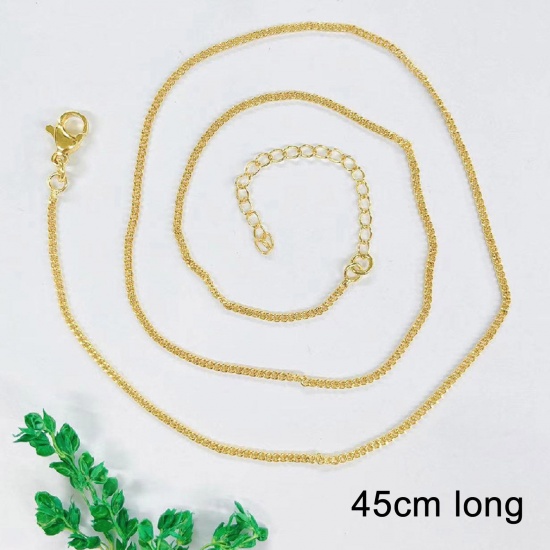 Picture of Eco-friendly Simple & Casual Simple 18K Real Gold Plated Copper Curb Link Chain Necklace For Women New Mom 45cm(17 6/8") long, 1 Piece