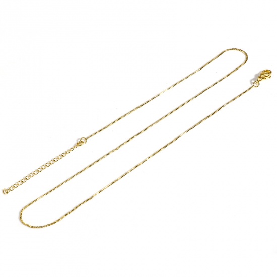 Picture of Eco-friendly Simple & Casual Simple 18K Real Gold Plated Copper Box Chain Necklace For Women New Mom 45cm(17 6/8") long, 1 Piece