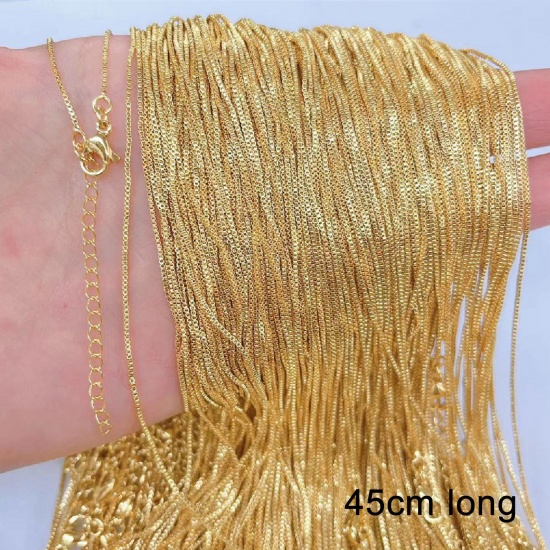 Bild von Umweltfreundlich Einfach und lässig Einfach 18K Vergoldet Kupfer Venezianerkette Halskette Für Frauen Neue Mutter 45cm lang, 1 Strang