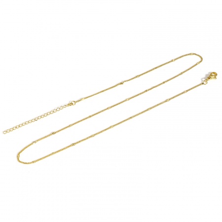 Image de 1 Pièce Respectueux de la Nature Simple & Décontracté Colliers Chaîne Maille Fleur Simple en Laiton Plaqué Or 18K Pour Femmes Nouvelle Maman 45cm long