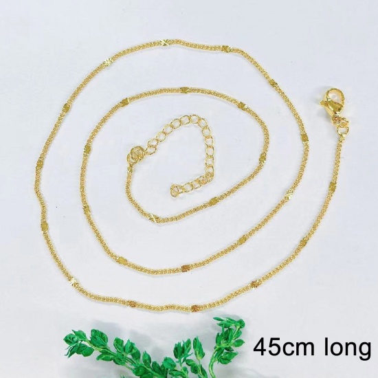Picture of Eco-friendly Simple & Casual Simple 18K Real Gold Plated Copper Flower Chain Necklace Necklace For Women New Mom 45cm(17 6/8") long, 1 Piece