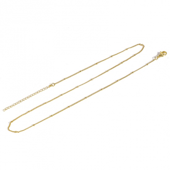 Picture of Eco-friendly Simple & Casual Simple 18K Real Gold Plated Copper Ball Chain Necklace For Women New Mom 45cm(17 6/8") long, 1 Piece