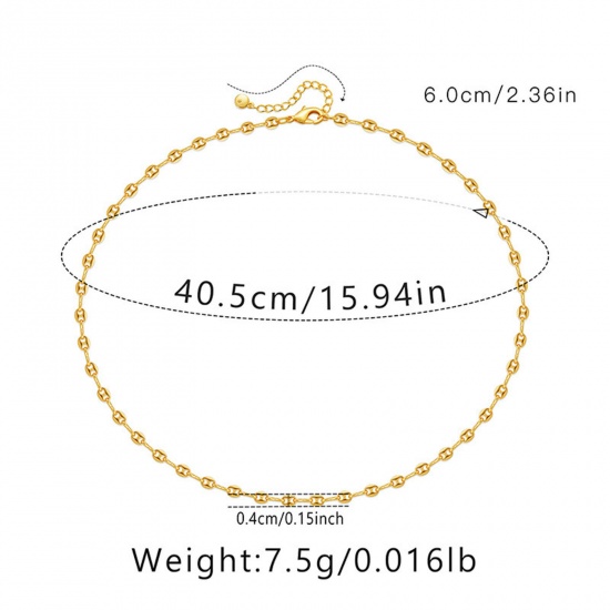 Picture of Eco-friendly Vacuum Plating Stylish Simple 18K Real Gold Plated Copper Anchor Mariner Link Chain Necklace For Women Party 40cm(15 6/8") long, 1 Piece