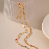 Picture of 1 Piece Eco-friendly Stylish Ethnic 18K Real Gold Plated Brass & Cubic Zirconia Link Chain Multilayer Layered Necklace For Women Party 38cm(15") long