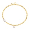 Imagen de Respetuoso del Medio Ambiente Elegante Sencillo 18K Oro Real Chapado Latón Cable Cadena Cruz Imitación de perla Collar con Colgante Para Mujeres Fiesta 45cm longitud, 1 Unidad