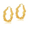 Immagine di Ipoallergenico Semplice & Casual Retrò 18K Vero Oro Placcato Ottone Fiore Orecchini Circolari Per Donne Festa 3.3cm Dia., 1 Paio