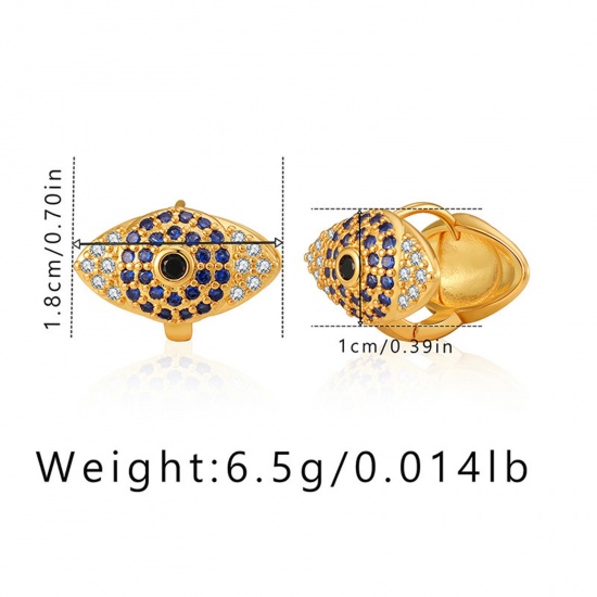 Immagine di Ipoallergenico Semplice & Casual Retrò 18K Vero Oro Placcato Ottone Malocchio Micro Spianare Orecchini Circolari Per Donne Festa 1.8cm x 1cm, 1 Paio