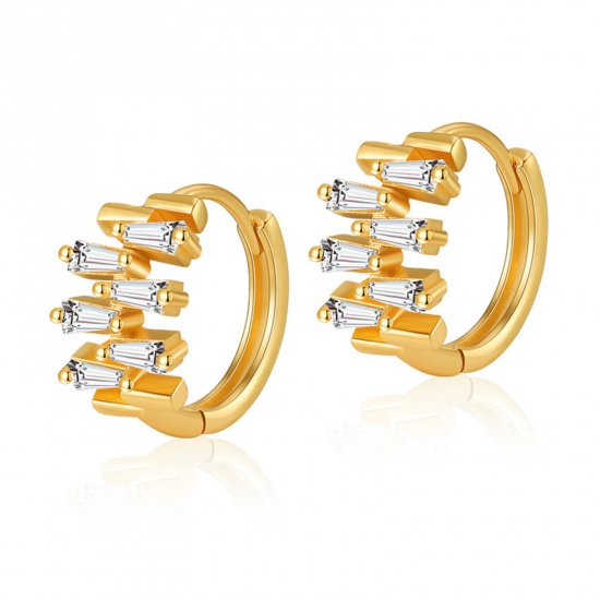 Immagine di Ipoallergenico Semplice & Casual Elegante 18K Vero Oro Placcato Ottone Orecchini Circolari Per Donne Festa 15mm Dia., 1 Paio