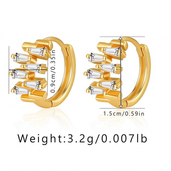 Immagine di Ipoallergenico Semplice & Casual Elegante 18K Vero Oro Placcato Ottone Orecchini Circolari Per Donne Festa 15mm Dia., 1 Paio