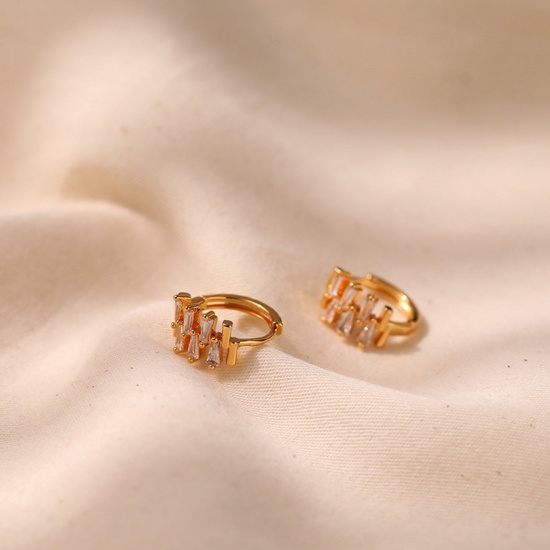 Immagine di Ipoallergenico Semplice & Casual Elegante 18K Vero Oro Placcato Ottone Orecchini Circolari Per Donne Festa 15mm Dia., 1 Paio