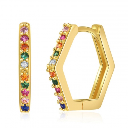 Image de Hypoallergénique Exquis Boucles d'Oreilles Créole Anneaux Élégant en Laiton & Zirconia Cubique Plaqué Or 18K Cadeau de Passage à l'âge Adulte Pour Femmes 1.8cm x 1.5cm, 1 Paire