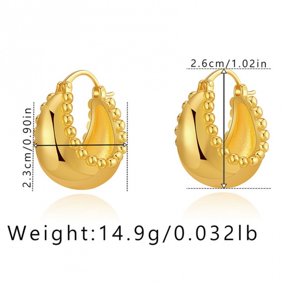 Immagine di Ipoallergenico Retrò Semplice 18K Oro riempito Ottone Orecchini Circolari Per Donne 2.6cm x 2.3cm, 1 Paio