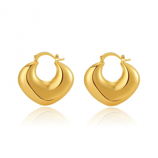 Immagine di Ipoallergenico Retrò Semplice 18K Oro riempito Ottone Orecchini Circolari Per Donne 3cm x 2.9cm, 1 Paio