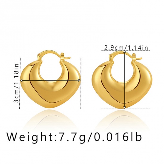 Immagine di Ipoallergenico Retrò Semplice 18K Oro riempito Ottone Orecchini Circolari Per Donne 3cm x 2.9cm, 1 Paio