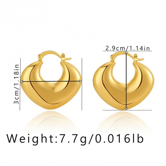 Immagine di Ipoallergenico Retrò Semplice 18K Vero Oro Placcato Ottone Orecchini Circolari Per Donne 3cm x 2.9cm, 1 Paio